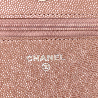 Chanel Metallic Caviar Chevron Quilted Vintage Mademoiselle Wallet On Chain WOC Pink 6 of 12