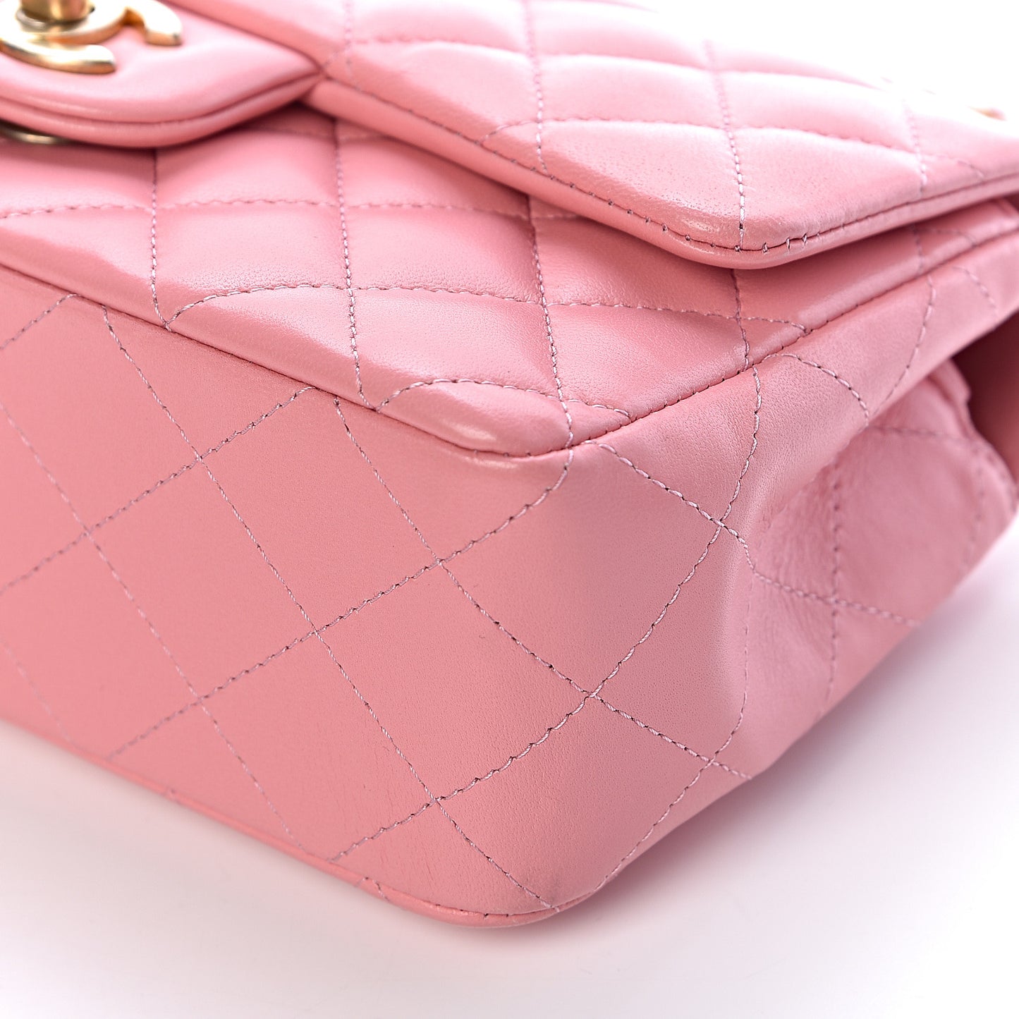 Lambskin Quilted Mini Rectangular Flap Pink