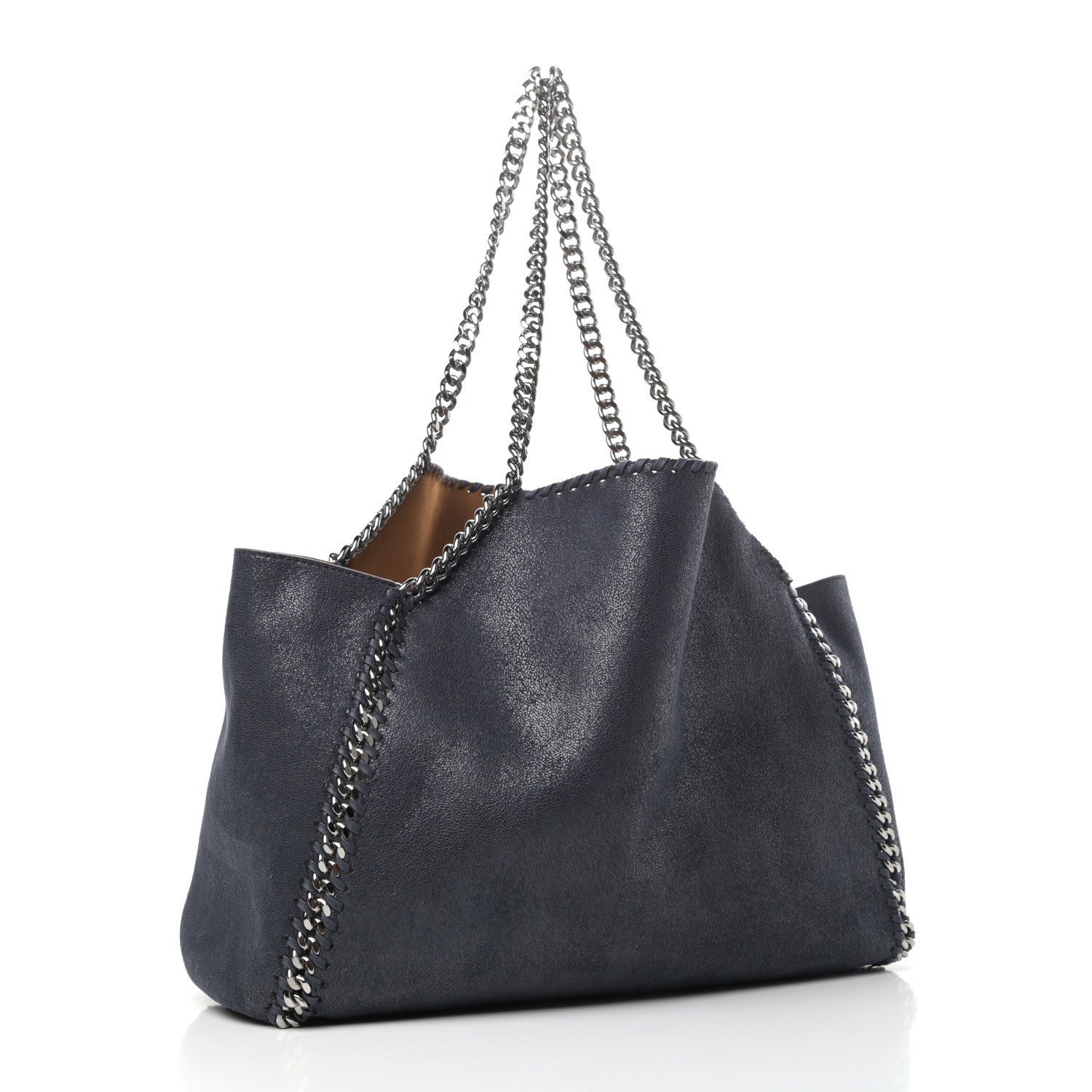 Stella McCartney Shaggy Deer Falabella Reversible Tote Navy Camel 4 of 10