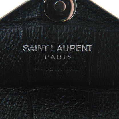 Saint Laurent Calfskin Crocodile Embossed Monogram Candy Crossbody Black 6 of 6