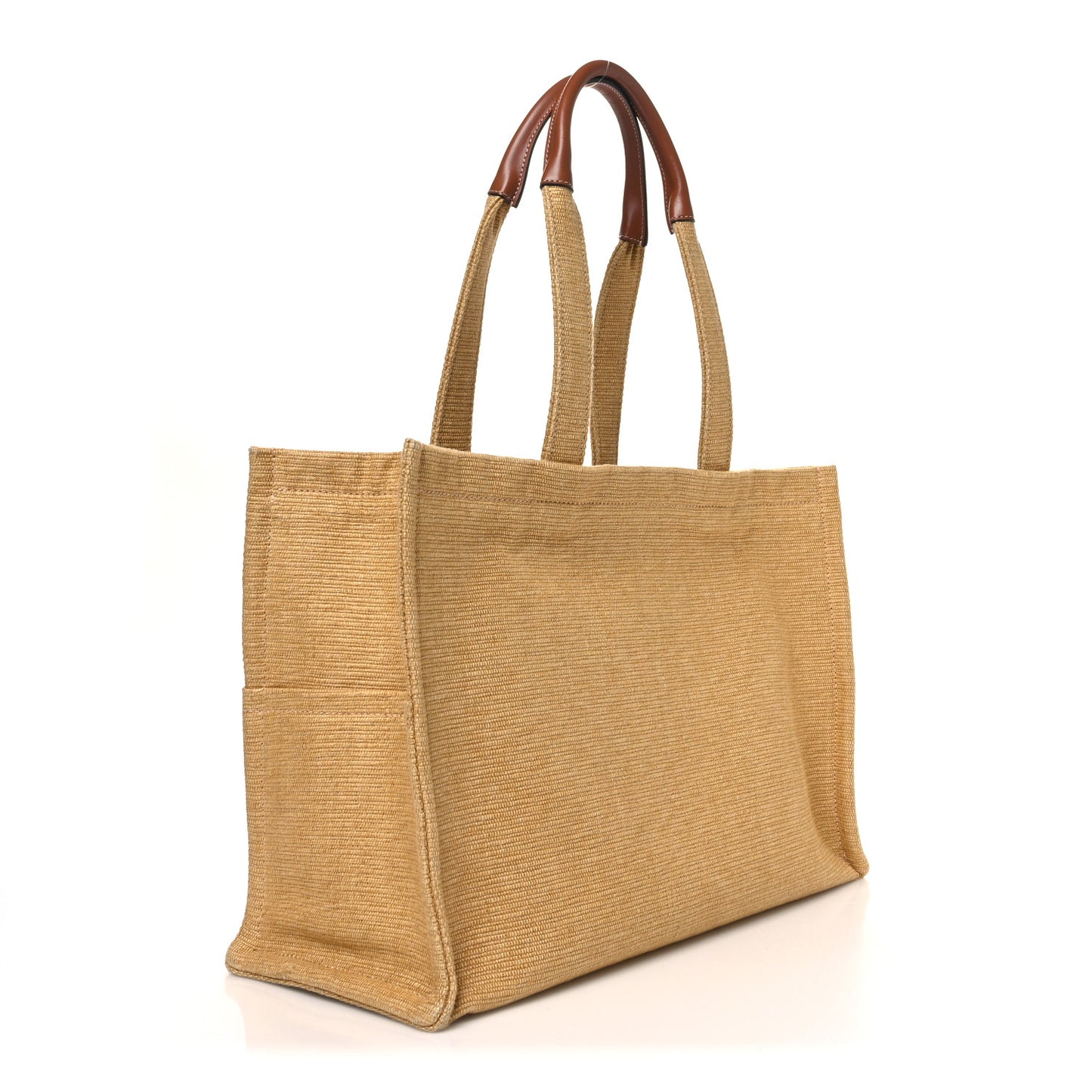 Canvas Calfskin Triomphe Large Cabas Thais Natural Tan