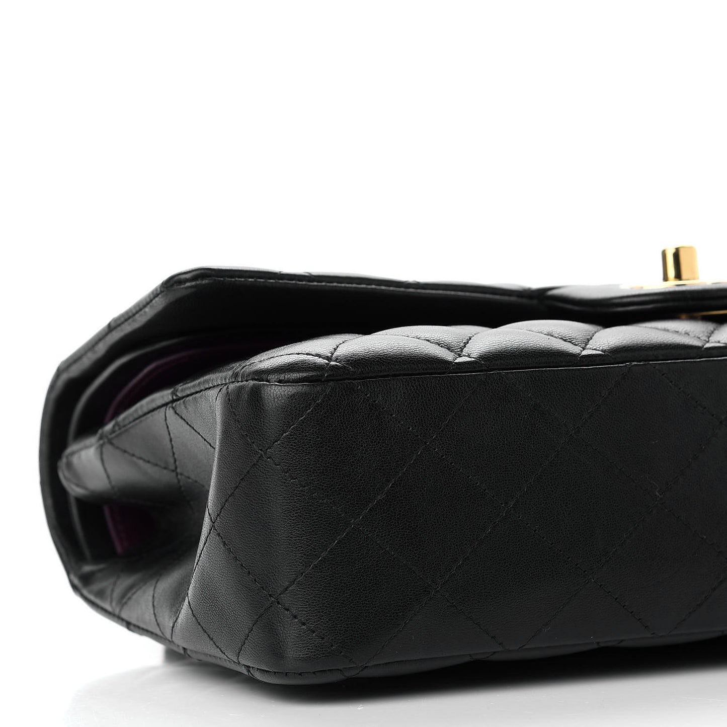 Lambskin Quilted Medium Double Flap Black
