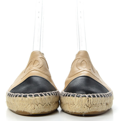 Chanel Lambskin CC Espadrilles 36 Beige Black 2 of 10