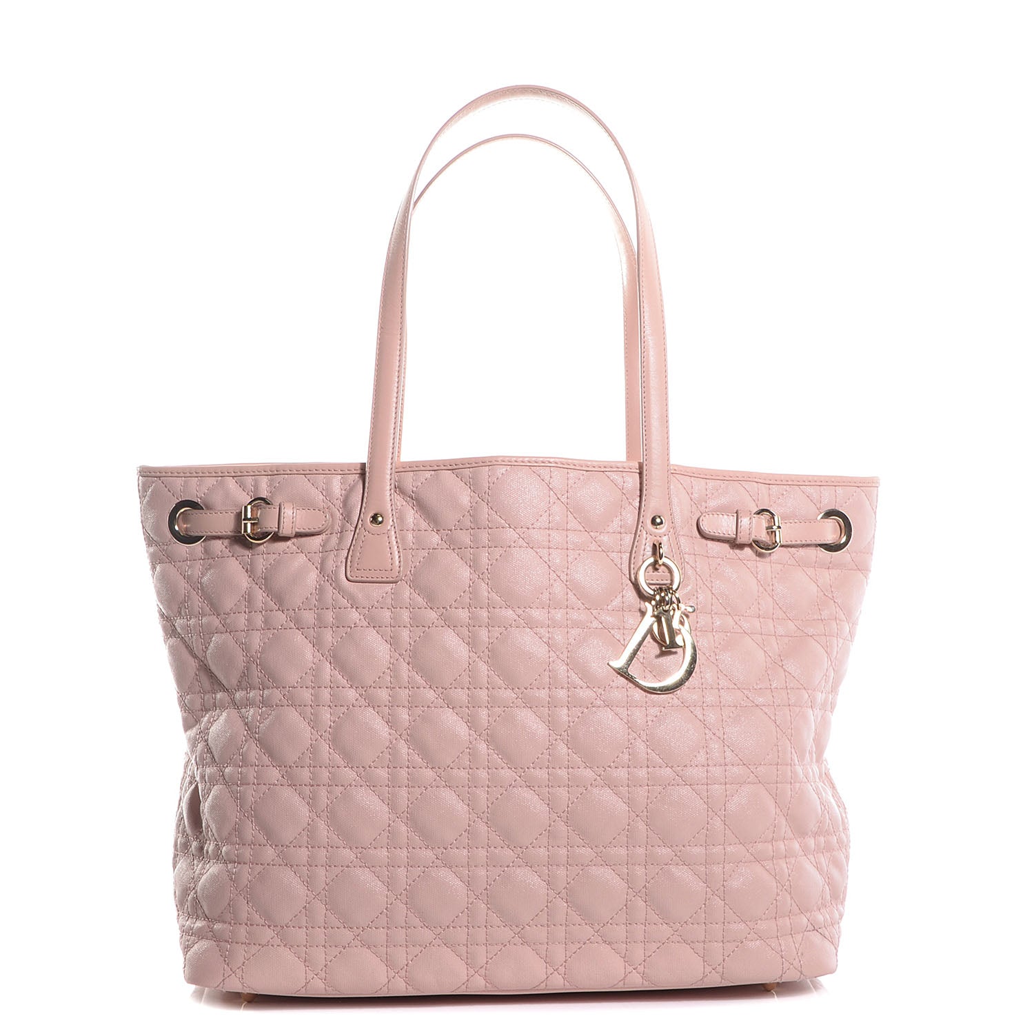 Christian Dior Coated Canvas Cannage Medium Panarea Tote Light Pink 1 of 8