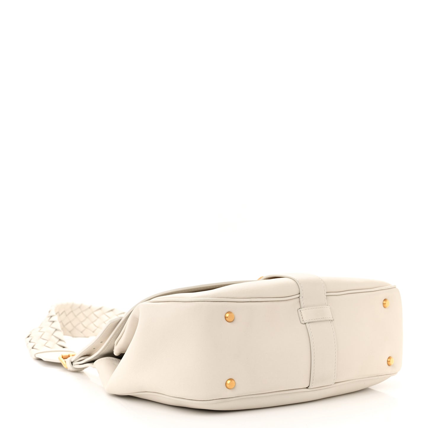 Nappa Intrecciato Strap Shoulder Bag White