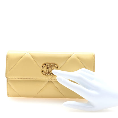 Chanel Lambskin Quilted Chanel 19 Flap Wallet Yellow 2 of 8