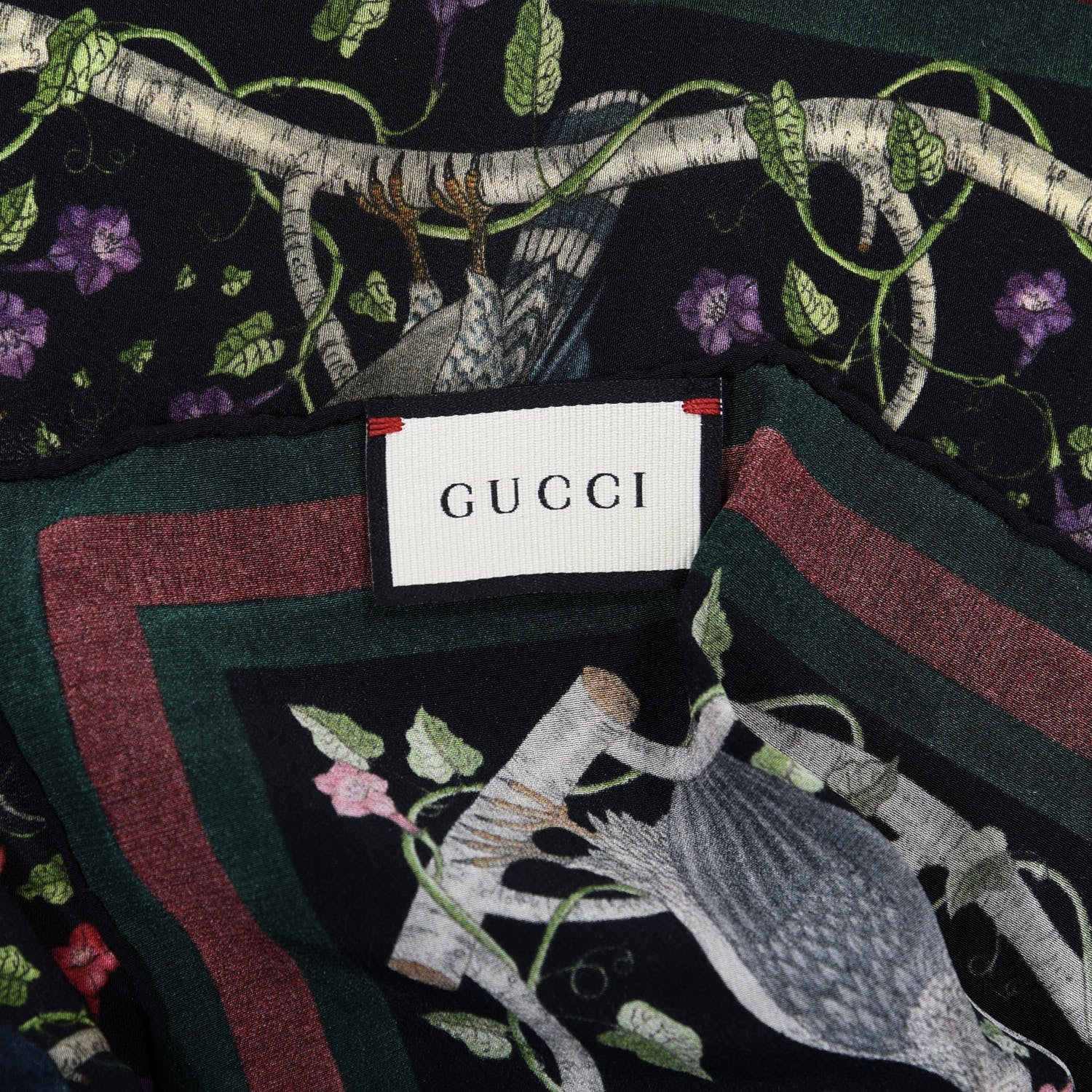 Gucci Silk Floral Condor Square Handkerchief Black 2 of 6