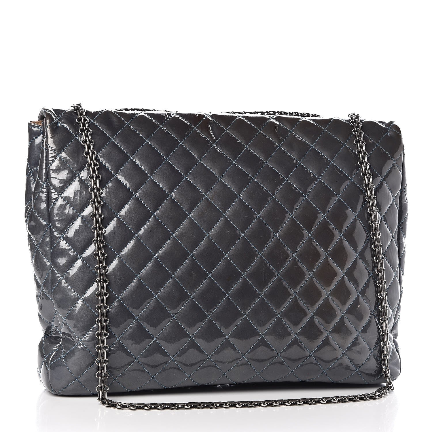 Chanel Patent Quilted Reissue XL Maxi Flap Grey 2 of 17