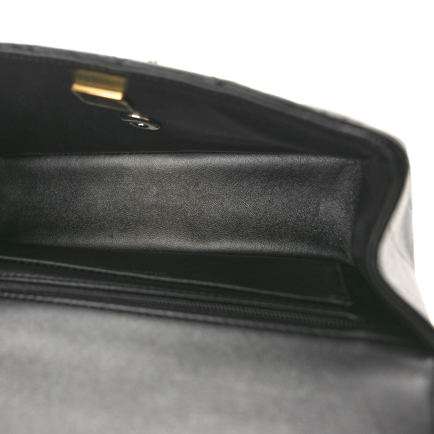 Lambskin Quilted Mini Top Handle Rectangular Flap Black