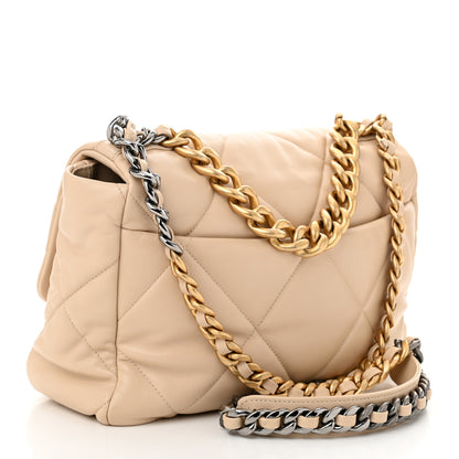 Chanel Lambskin Quilted Large Chanel 19 Flap Beige 3 of 10