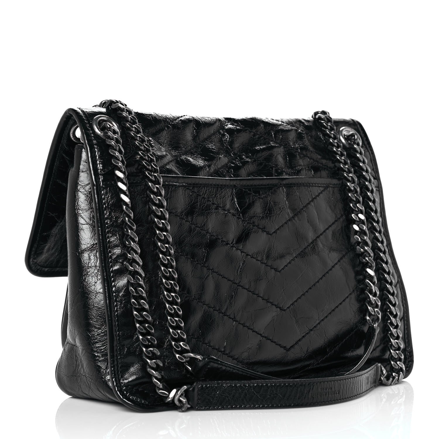 Saint Laurent Crinkled Calfskin Matelasse Monogram Medium Niki Chain Satchel Black 3 of 9