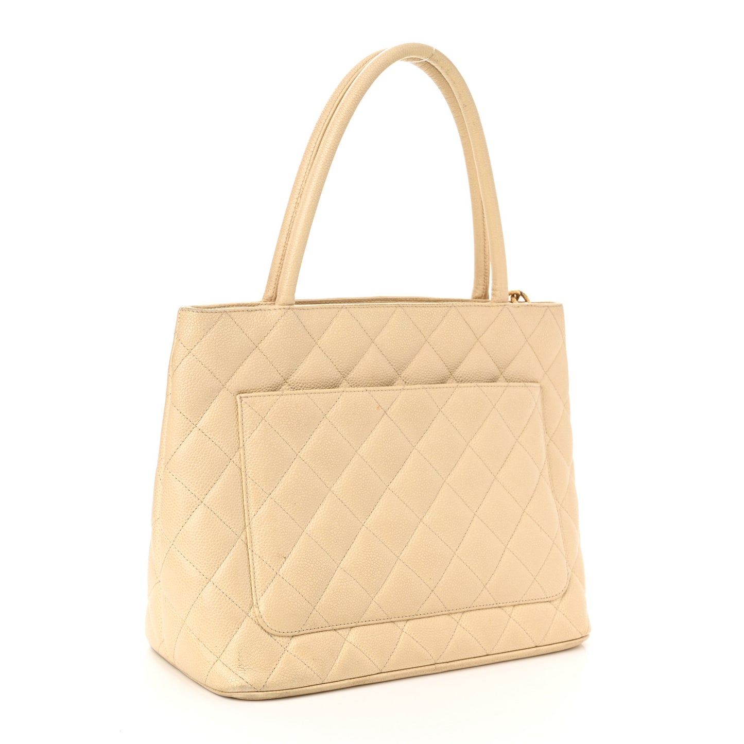 Caviar Quilted Medallion Tote Light Beige