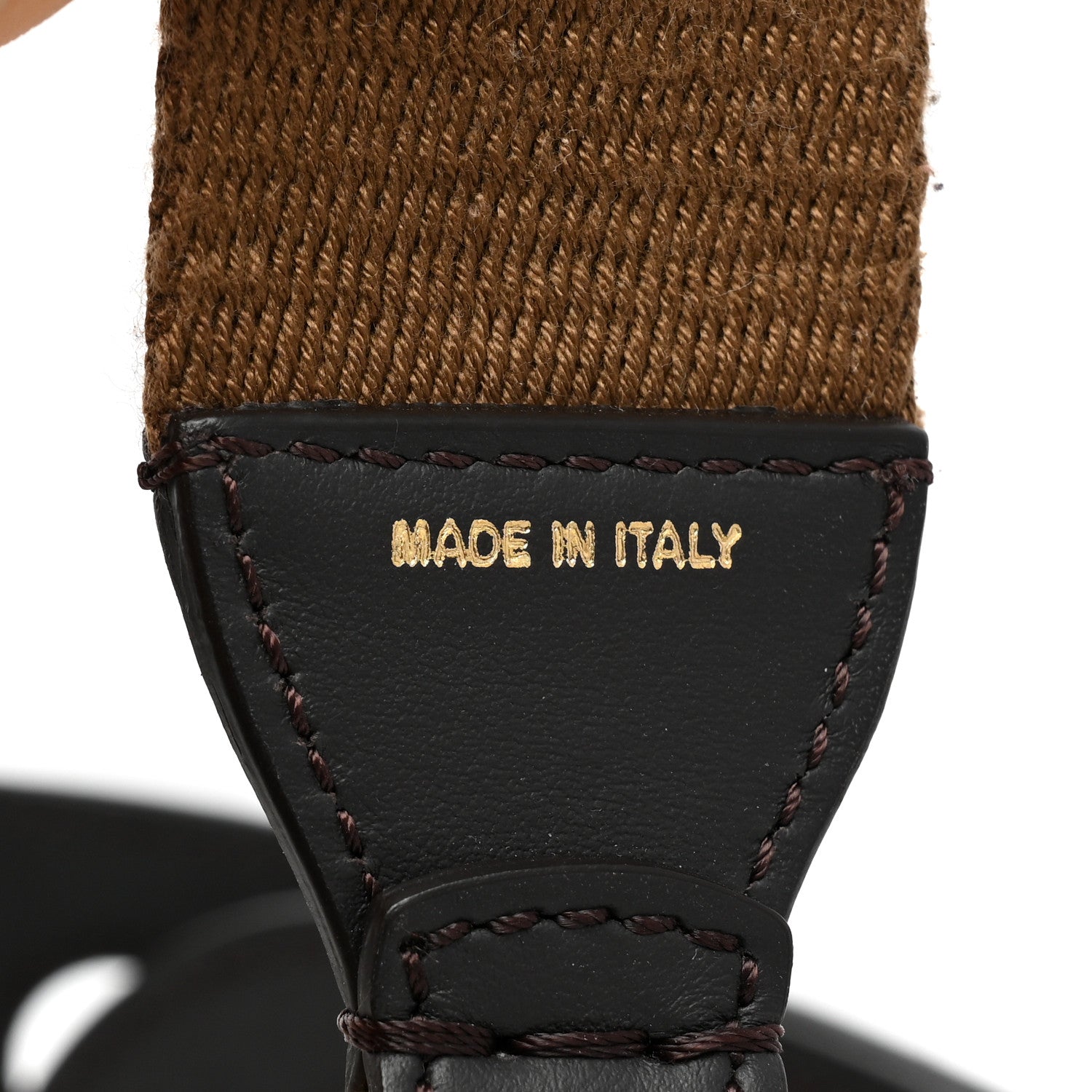Fendi Ribbon Vitello Century FF 1974 Studded Strap You Fango Marrone Ebano 3 of 5