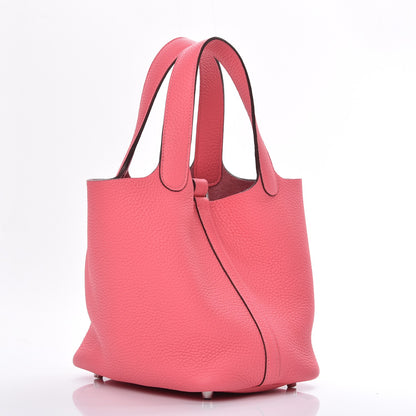Hermes Taurillon Clemence Picotin Lock 18 PM Rose Azalee 3 of 8