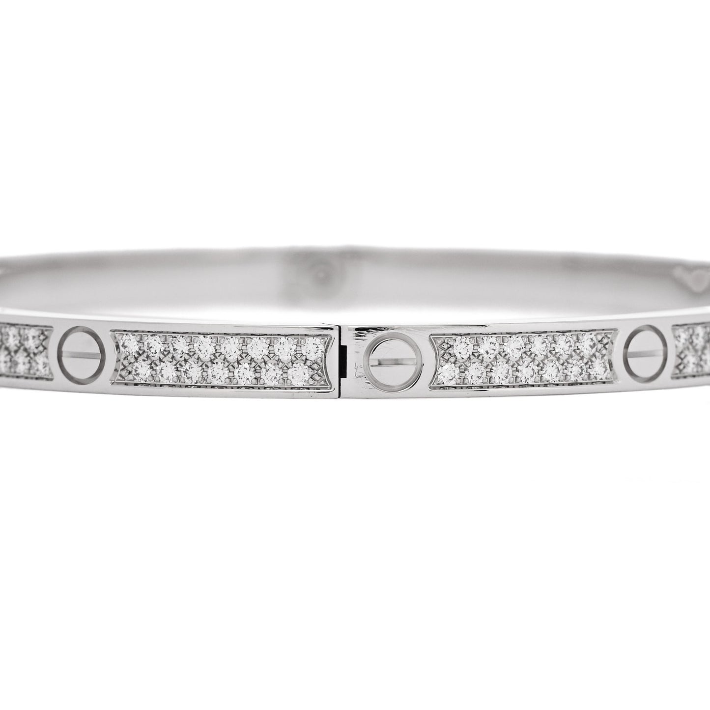 18K White Gold Diamond Small LOVE Paved Bracelet 17