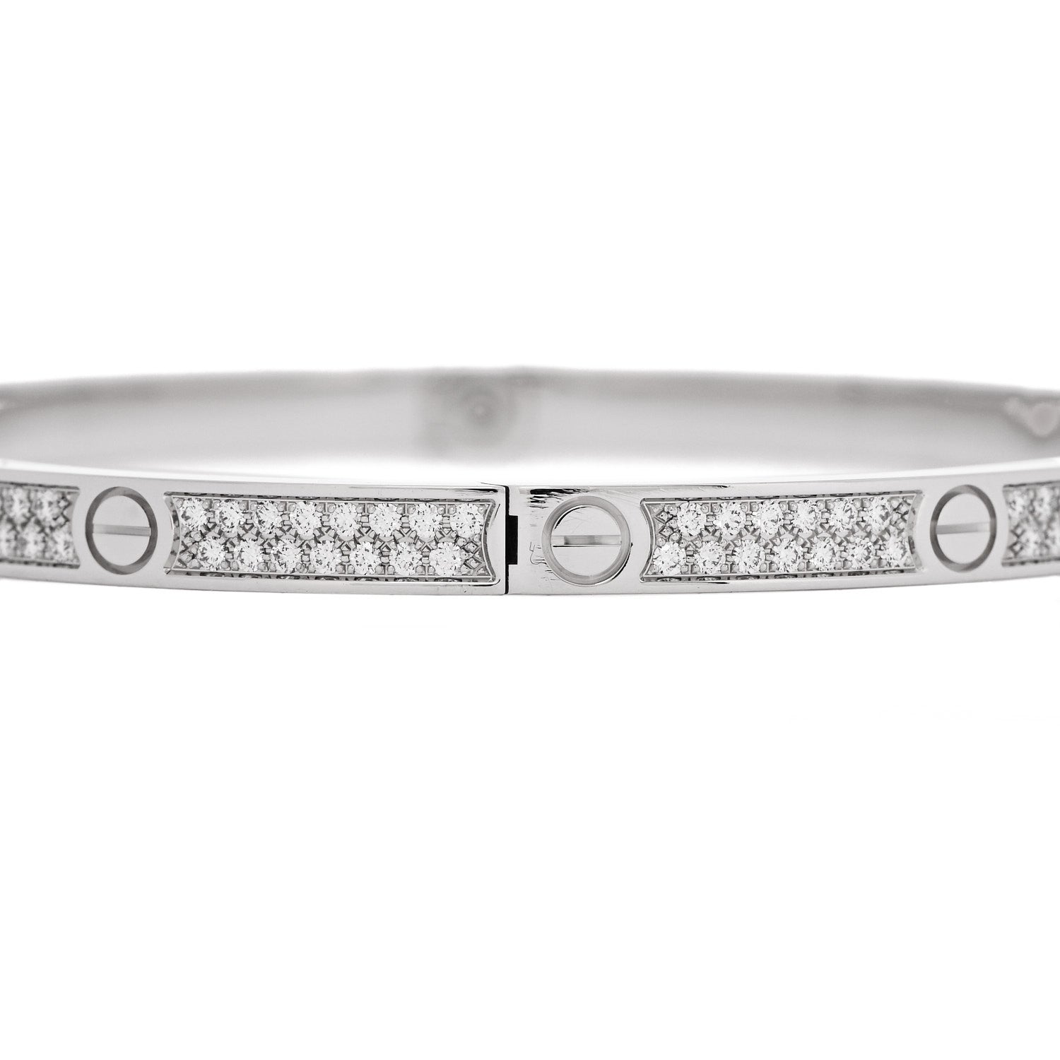 Cartier 18K White Gold Diamond Small LOVE Paved Bracelet 17 5 of 8
