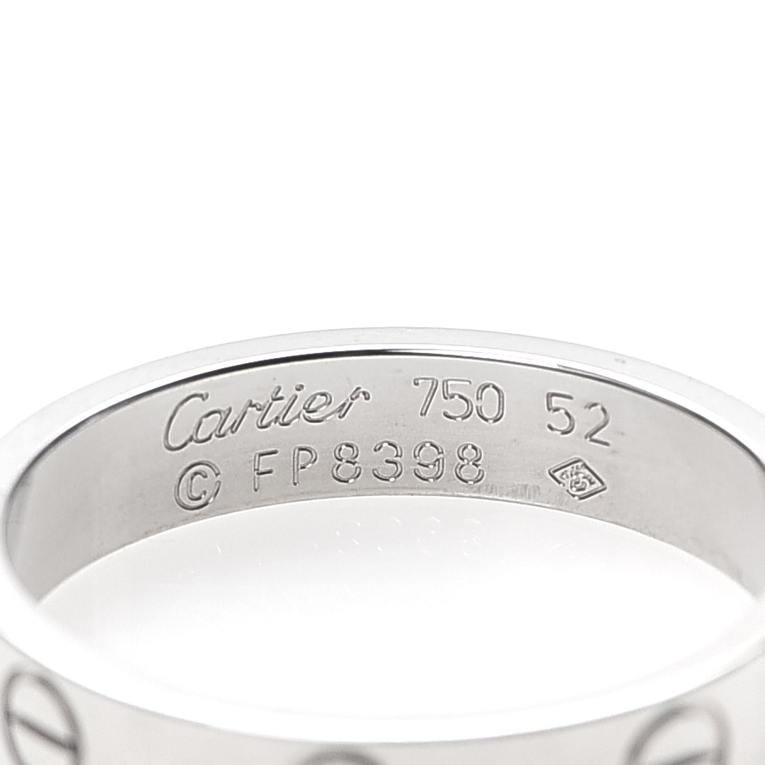 Cartier 18K White Gold 3.5mm LOVE Wedding Band Ring 52 6 4 of 4