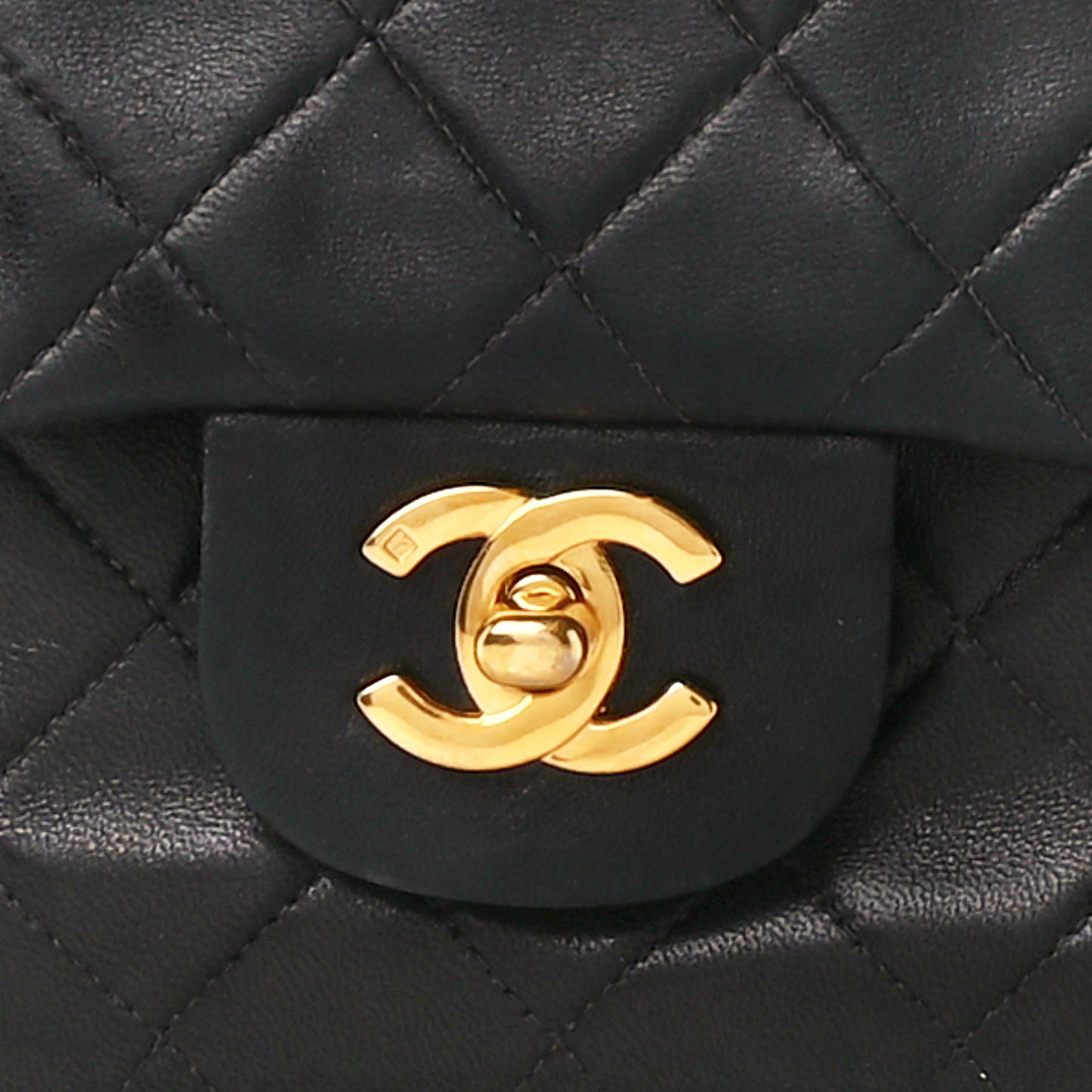 Lambskin Quilted Small Double Flap Black