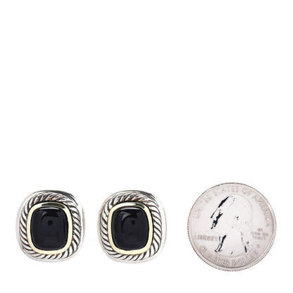 David Yurman Sterling Silver 14K Yellow Gold Black Onyx Albion Earring 2 of 5