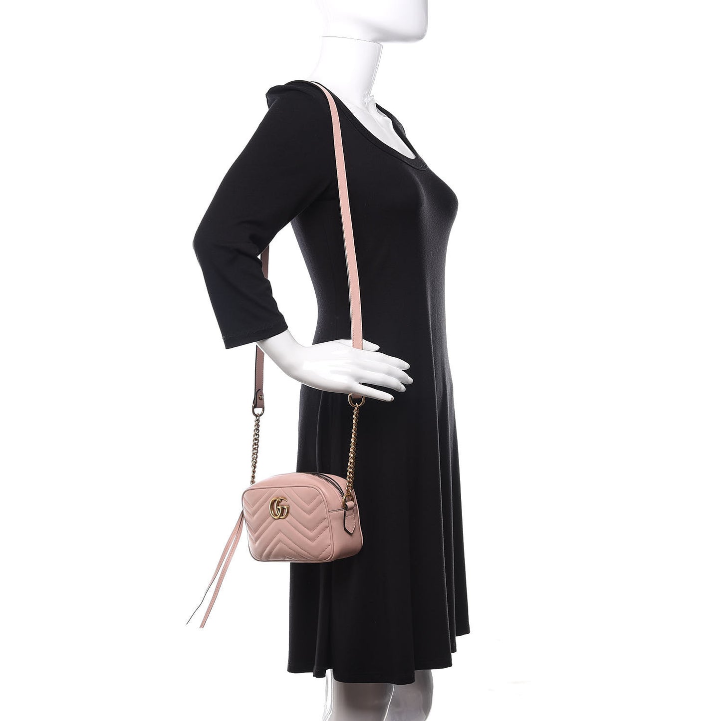 Calfskin Matelasse Mini GG Marmont Chain Shoulder Bag Perfect Pink