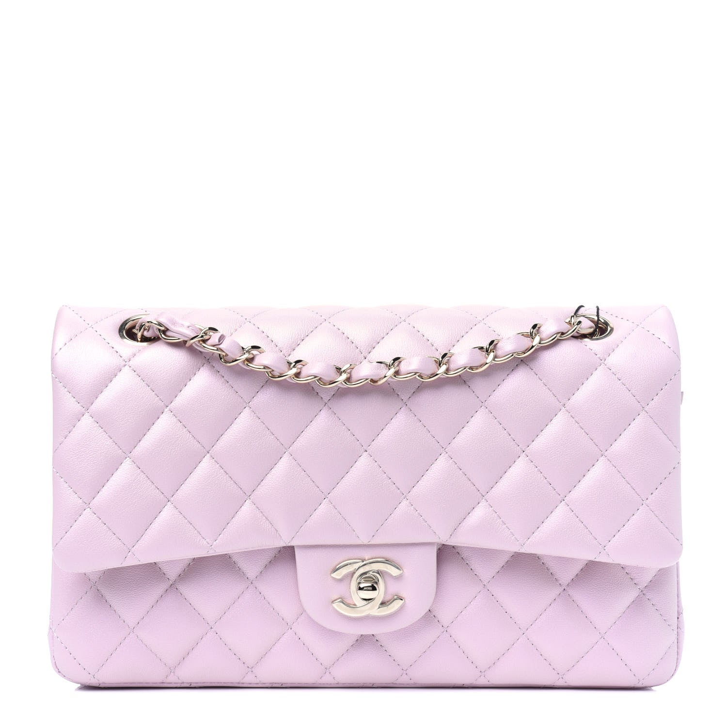 Chanel Iridescent Calfskin Quilted Medium Double Flap Light Pink 1 of 12