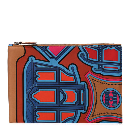 Hermes Technical SilkMadame Calfskin Les Berlines Silky Pocket Cosmetic Case Caramel Cuivre Gold 1 of 8