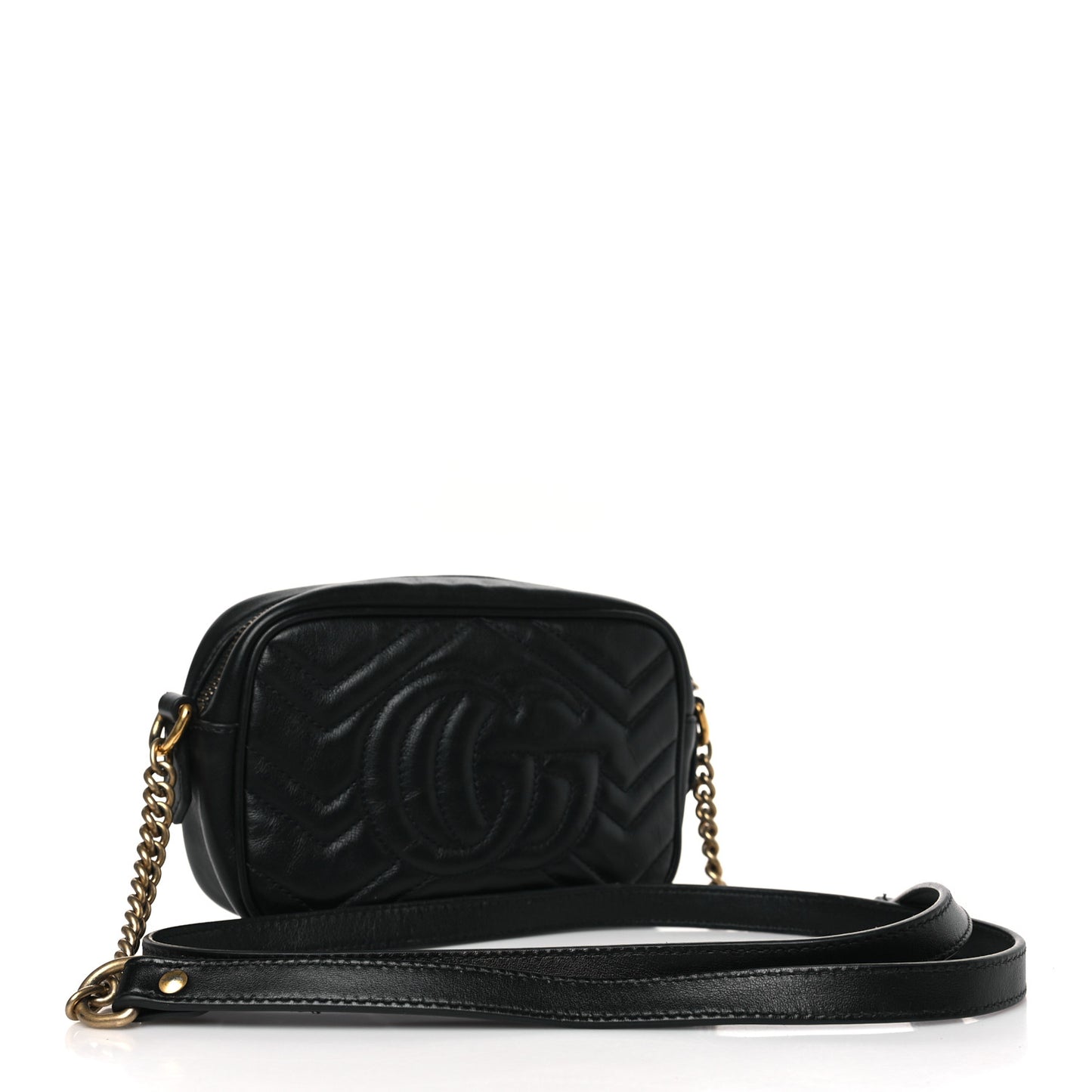 Calfskin Matelasse Mini GG Marmont Chain Shoulder Bag Black