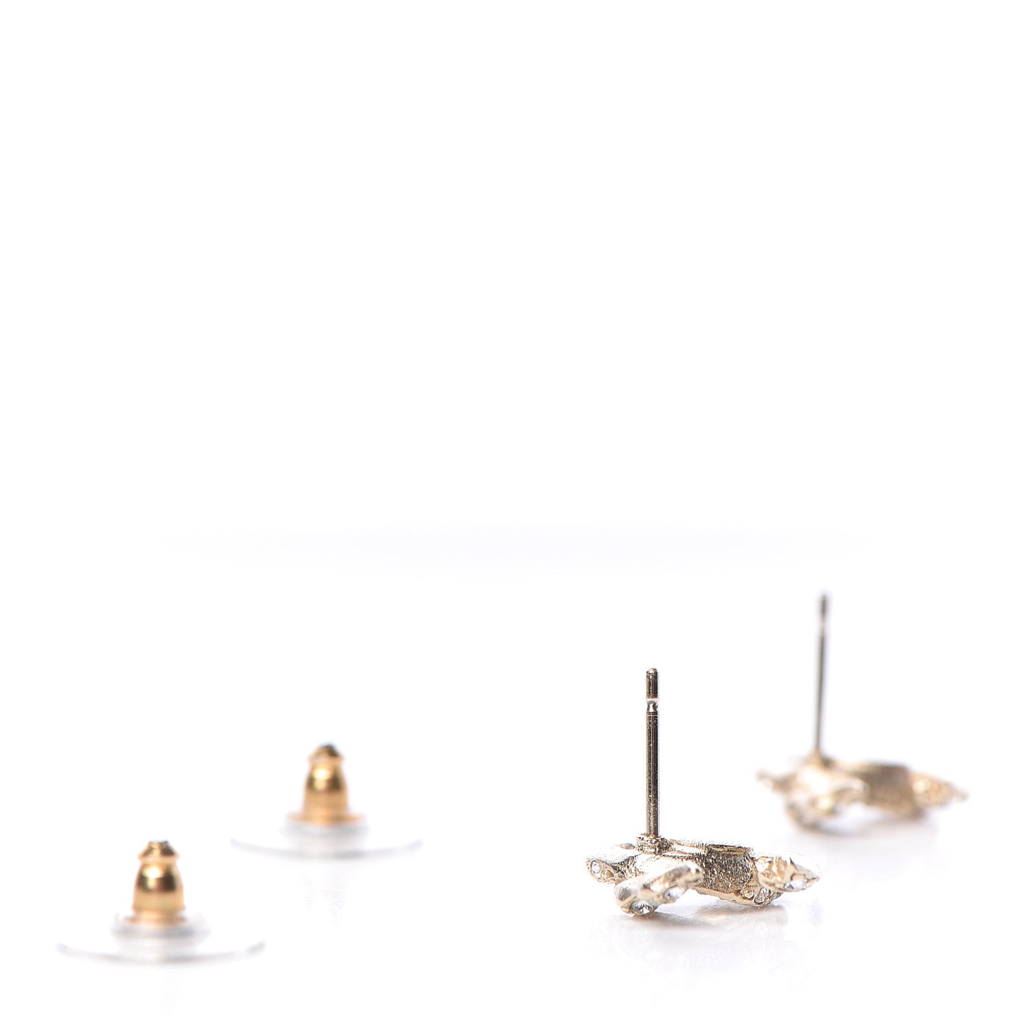 Crystal Twisted CC Earrings Gold