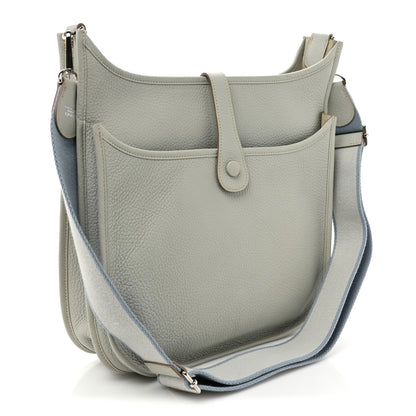 Hermes Taurillon Clemence Amazone Evelyne III GM Gris Perle Bleu Lin 3 of 11