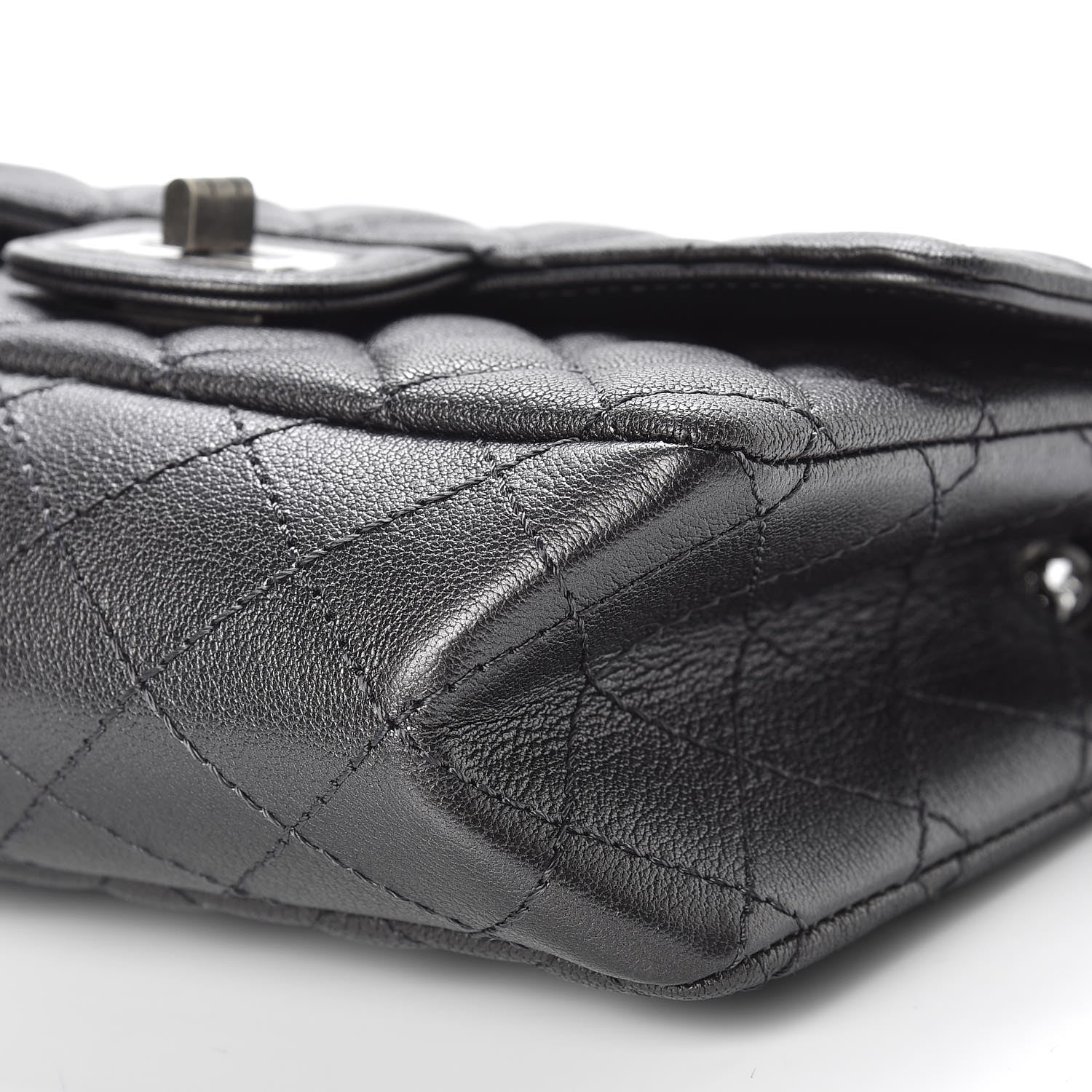 Chanel Metallic Sheepskin Quilted 2.55 Reissue Mini Flap Dark Silver 7 of 11