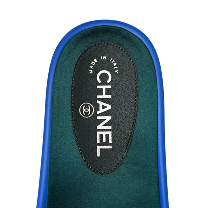 Chanel Satin Chain Flat Sandals 40 Bright Blue 7 of 9