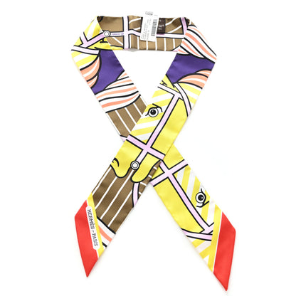 Hermes Silk Quadrige Bayadere Twilly Bronze Violet Jaune 1 of 4