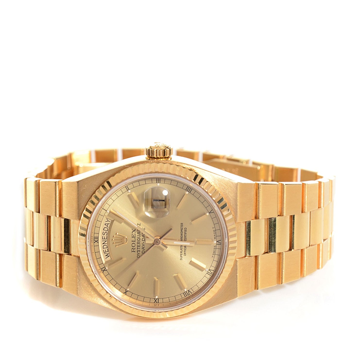 18K Yellow Gold 36mm Oysterquartz Day-Date Watch Champagne 19018