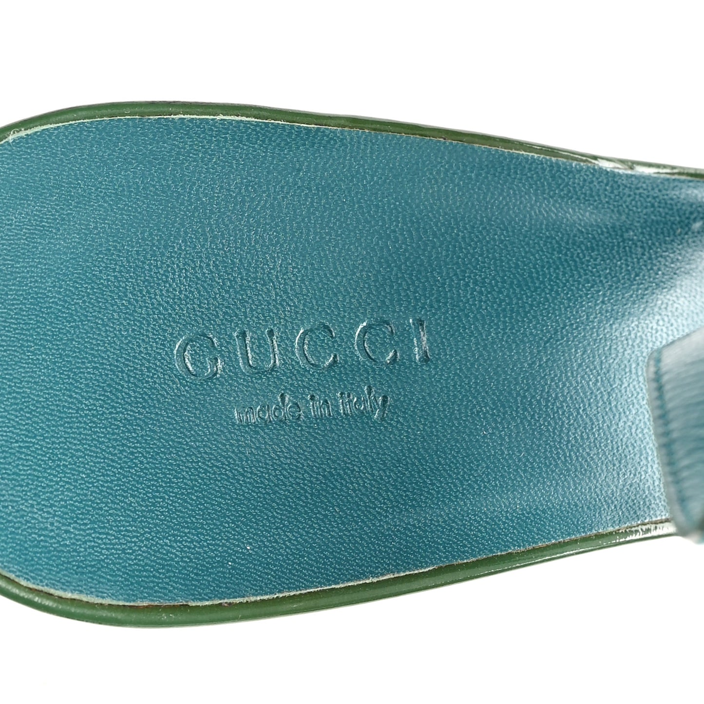 GG Monogram Patent 75mm Slingback Pumps 11 Beige Green