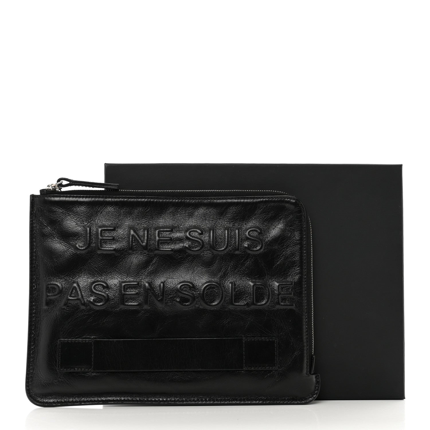 Chanel Calfskin Medium Je Ne Suis Pas En Solde Pouch Clutch Black 8 of 8