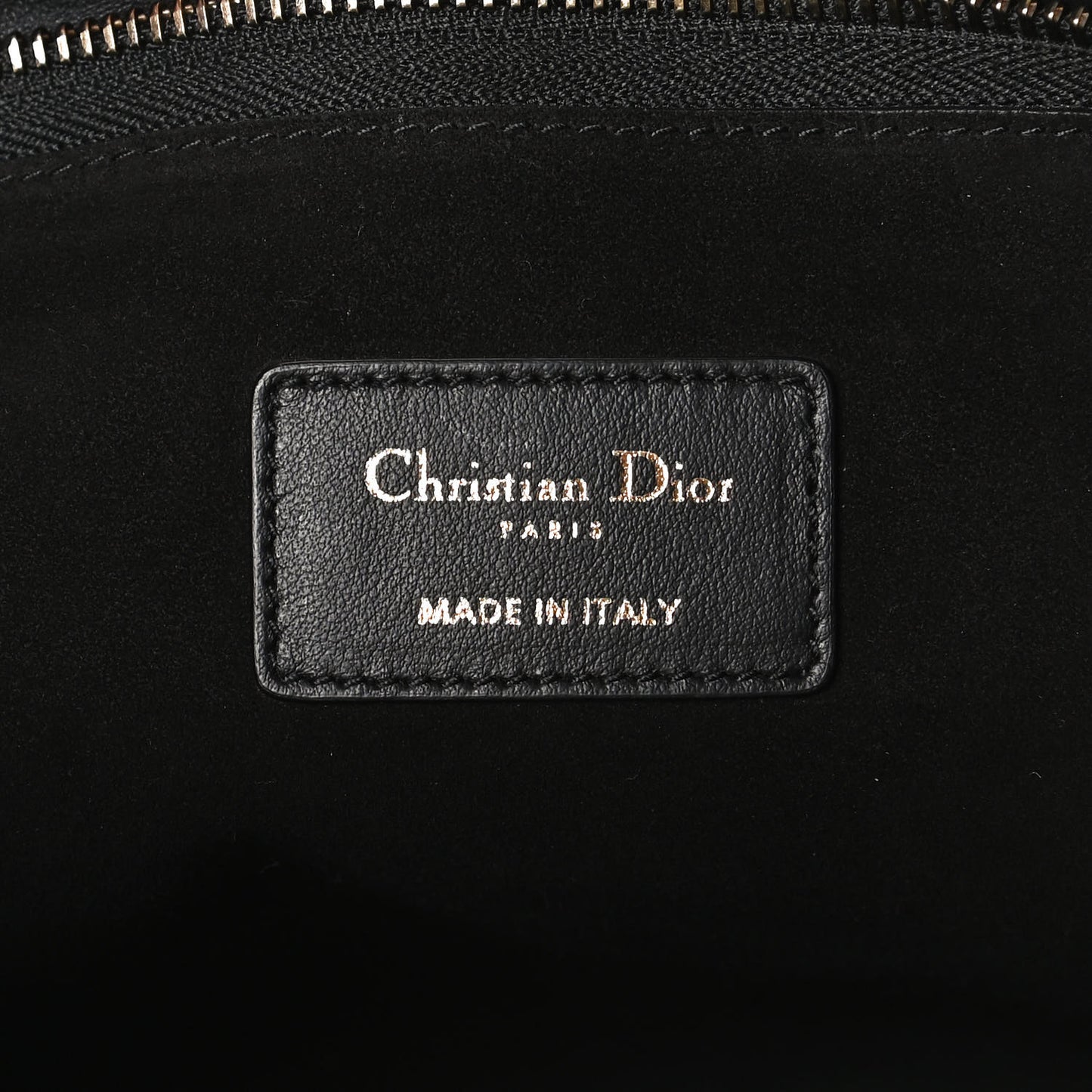 Calfskin Medium Diordouble Zip Pouch Black