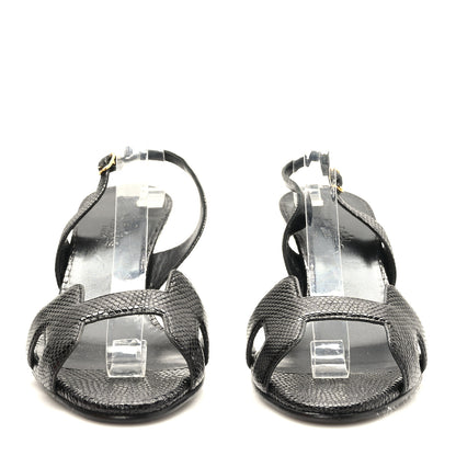 Hermes Lizard Night 70 Sandals 40 Black 2 of 8