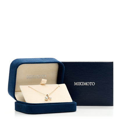 Mikimoto 18K Rose Gold Diamond Akoya Cultured Pearl Pendant Necklace 5 of 5