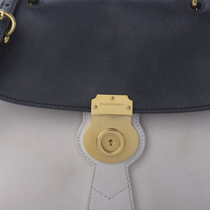Burberry Trench Calfskin Medium DK88 Top Handle Bag Ivory Navy 10 of 10