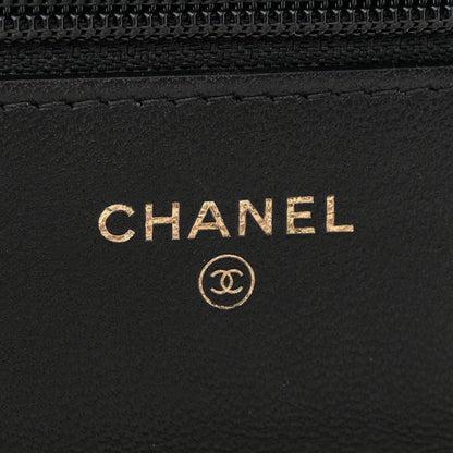 Chanel Lambskin Quilted CC Pearl Crush Wallet on Chain WOC Black 6 of 11