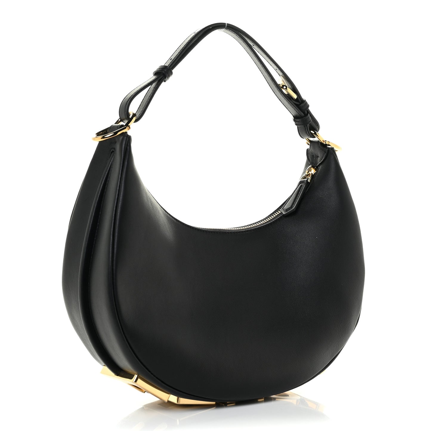 Vitello Grace Matte Small Fendigraphy Hobo Bag Black