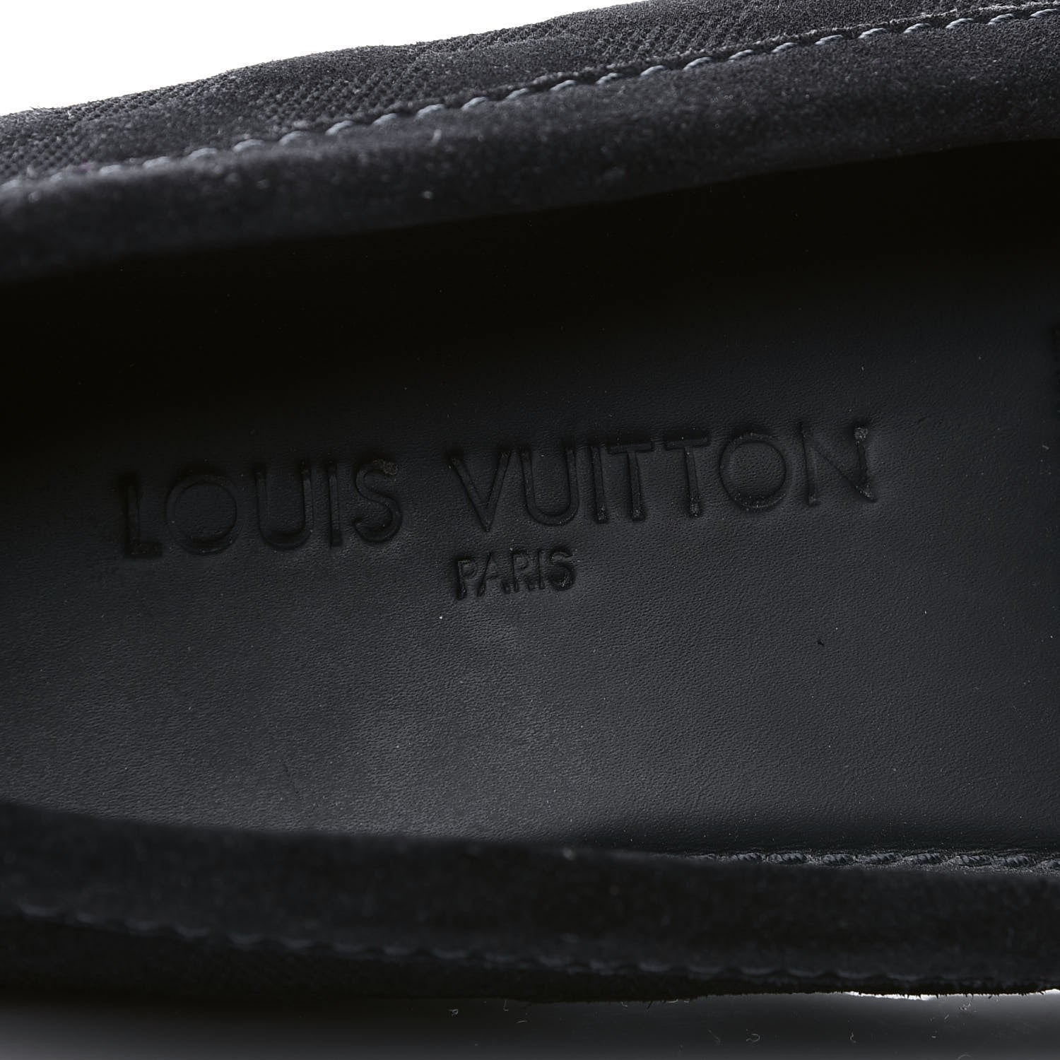 Louis Vuitton Suede Calfskin Mens Moccasin Loafers 8 Black 6 of 8