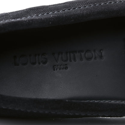 Louis Vuitton Suede Calfskin Mens Moccasin Loafers 8 Black 6 of 8