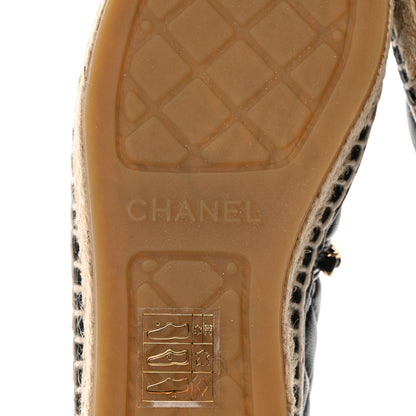 Chanel Lambskin Grosgrain Quilted CC Chain Espadrilles 35 Black 8 of 11
