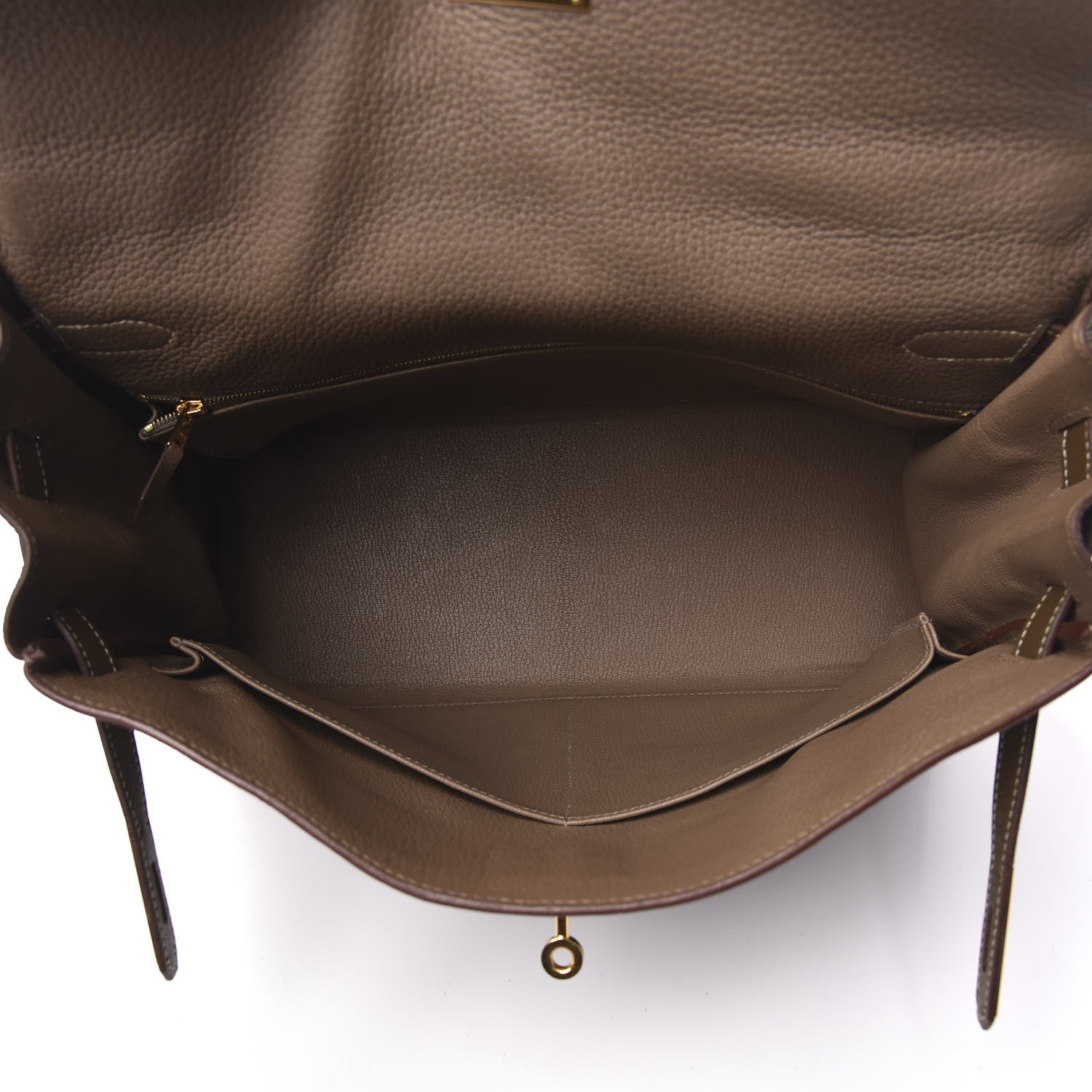 Hermes Taurillon Clemence Horseshoe Kelly Retourne 35 Vert de Gris Etoupe Toundra 4 of 11