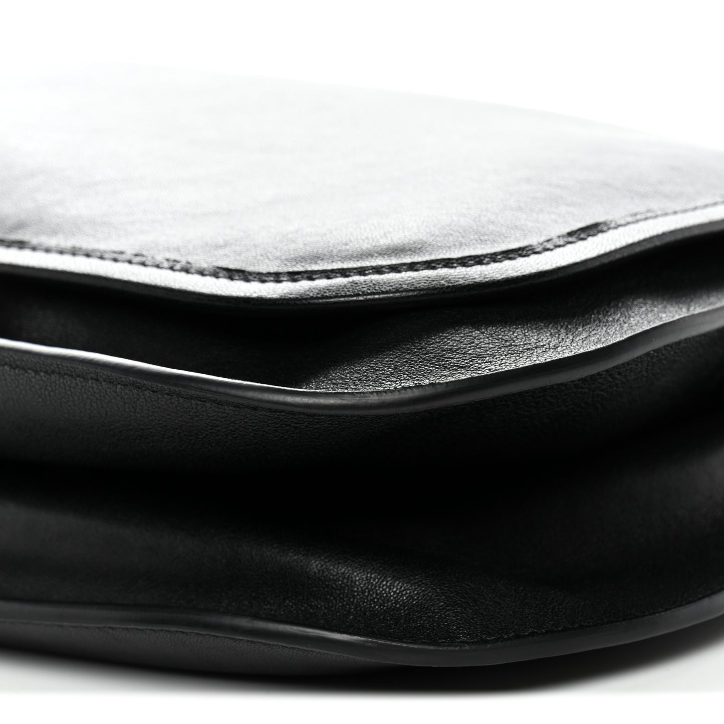 Shiny Lambskin Soft Triomphe Besace Bag Black