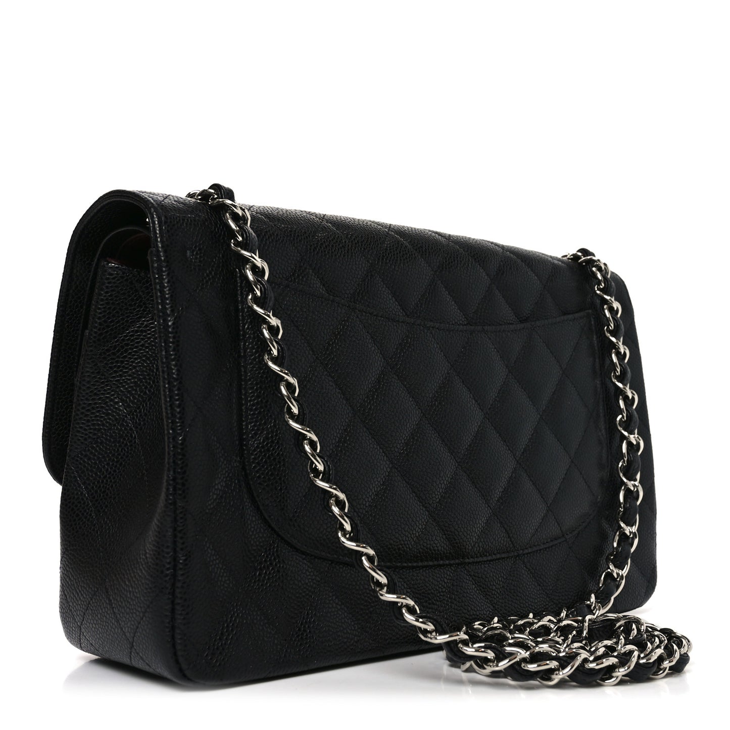 Caviar Quilted Jumbo Double Flap Black