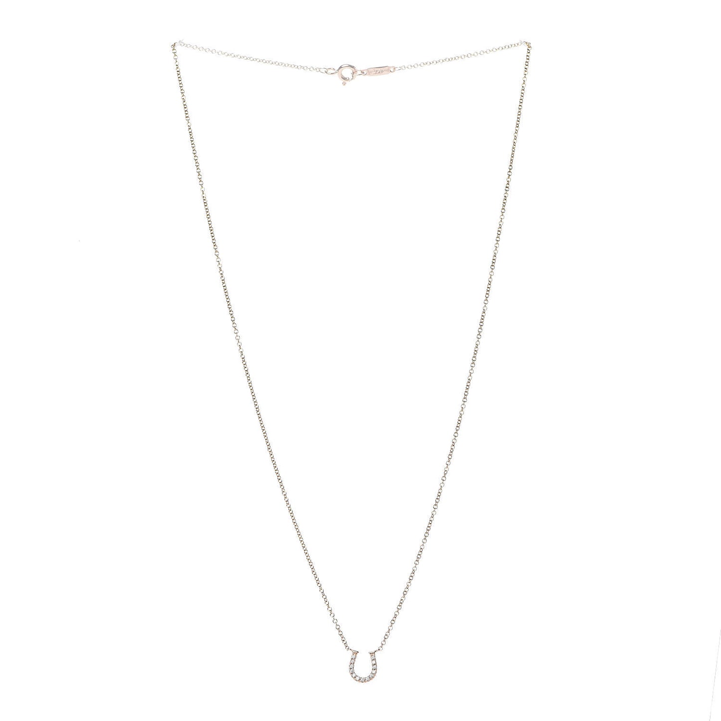 18K Rose Gold Diamond Mini Metro Horseshoe Pendant Necklace