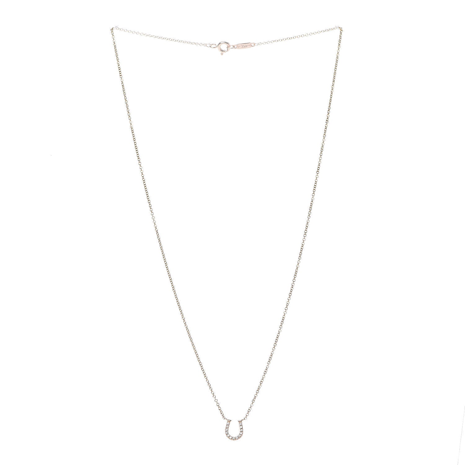 Tiffany 18K Rose Gold Diamond Mini Metro Horseshoe Pendant Necklace 3 of 7