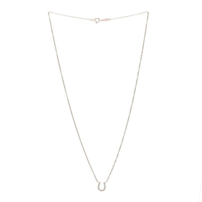 Tiffany 18K Rose Gold Diamond Mini Metro Horseshoe Pendant Necklace 3 of 7